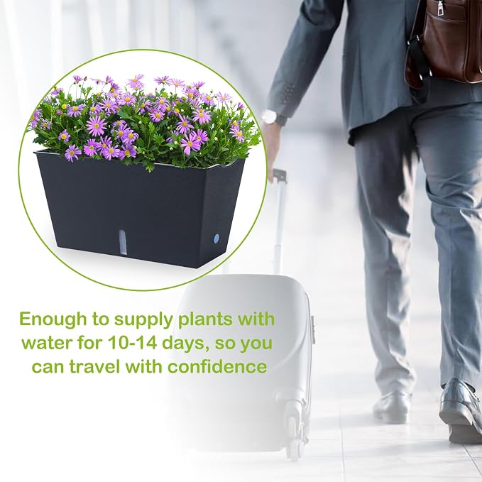 Window Box Planter 6 Pcs, 12.1 Inches Self Watering Plant Pots Rectangle Flower - Image 7