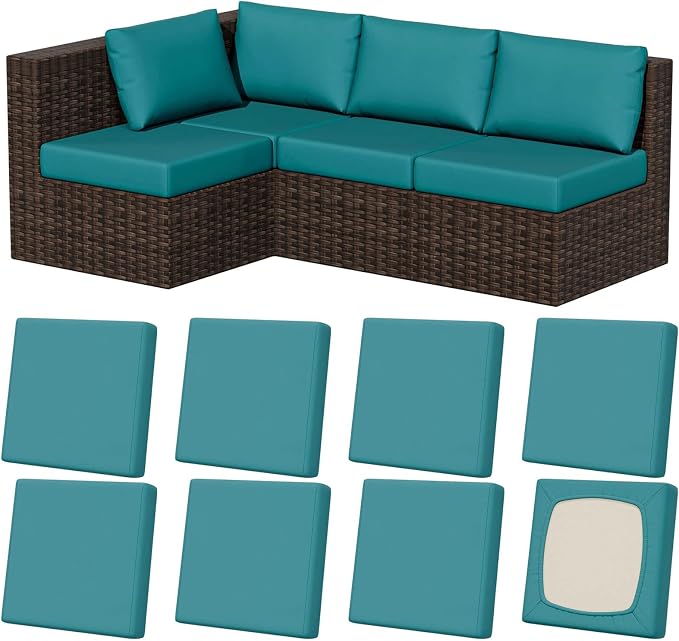 8Pcs Stretch Patio Cushion Covers, Outdoor Couch & Sofa Replacement Slipcovers by VORSHAPE