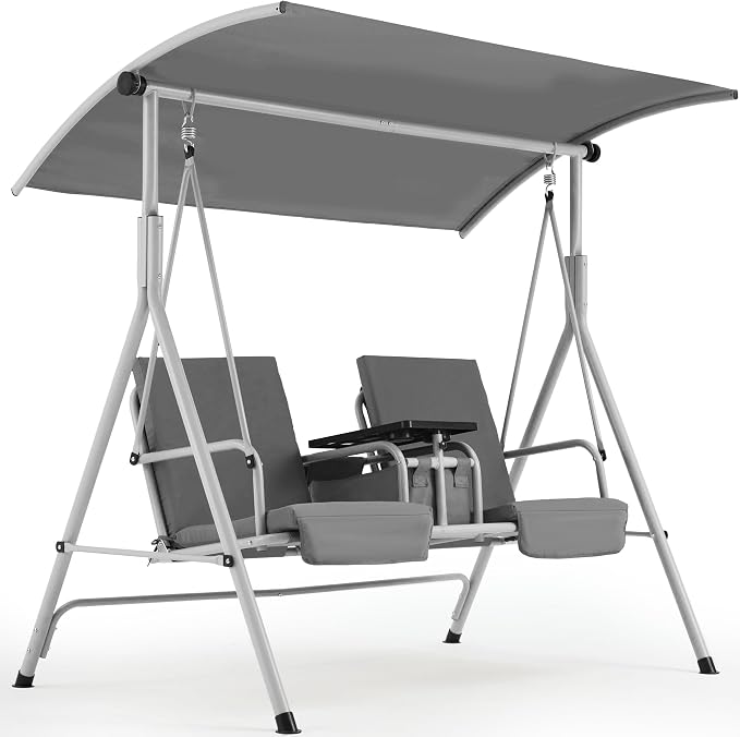 HOMREST 2 Seat Outdoor Porch Swing, Patio Swing - Image 7
