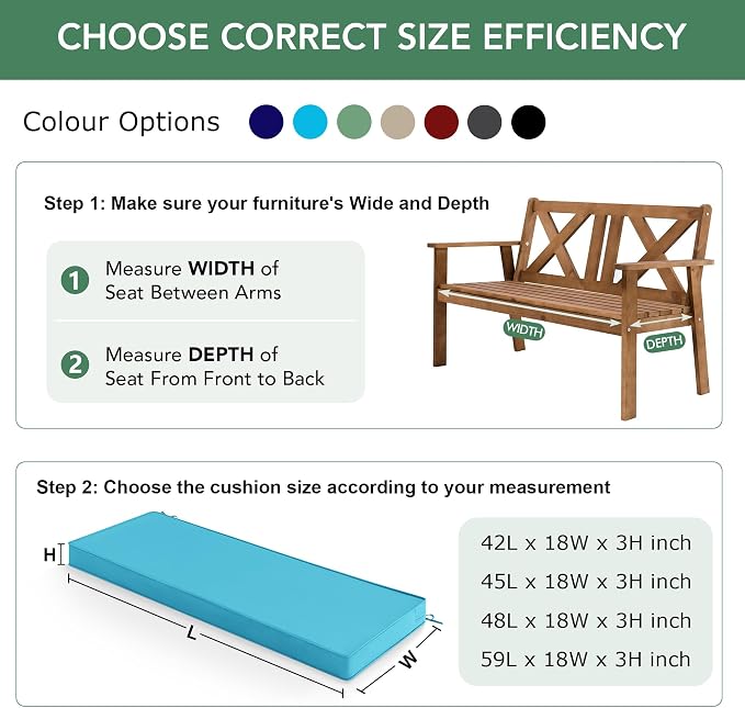 Outdoor Bench Cushion: Waterproof and Fade Resistant Patio Furniture Cushions - Image 6