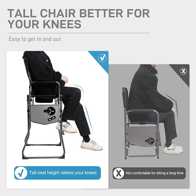 EVER ADVANCED 2 Piece Portable 30.7" Seat Height Tall Folding Camping Chair - Image 5