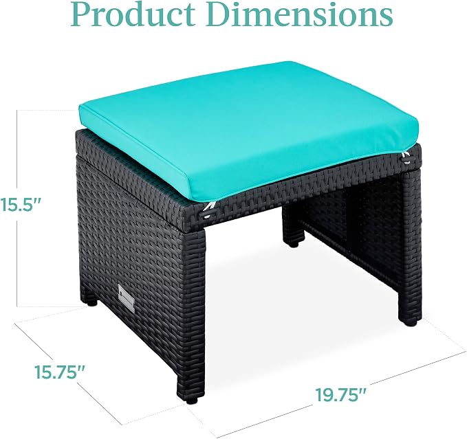 Best Choice Products Set of 2 Wicker Ottomans, Additional Seating, Side Table - Image 8