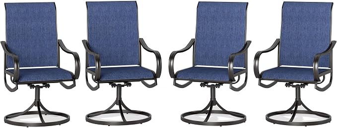 PHI VILLA Patio Swivel Dining Chairs Set of 4, All Weather Outdoor Chair by PHIVILLAThepioneerofcomfortablehouseholdsupplies