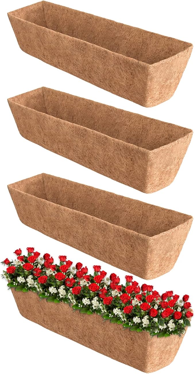 Halatool 4 Pack 36 Inch Trough Coco Fiber Replacement Window Box Liners by HALATOOL