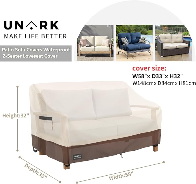Outdoor 2-Seater Loveseat Cover, Waterproof Heavy Duty Patio Furniture Covers - Image 2