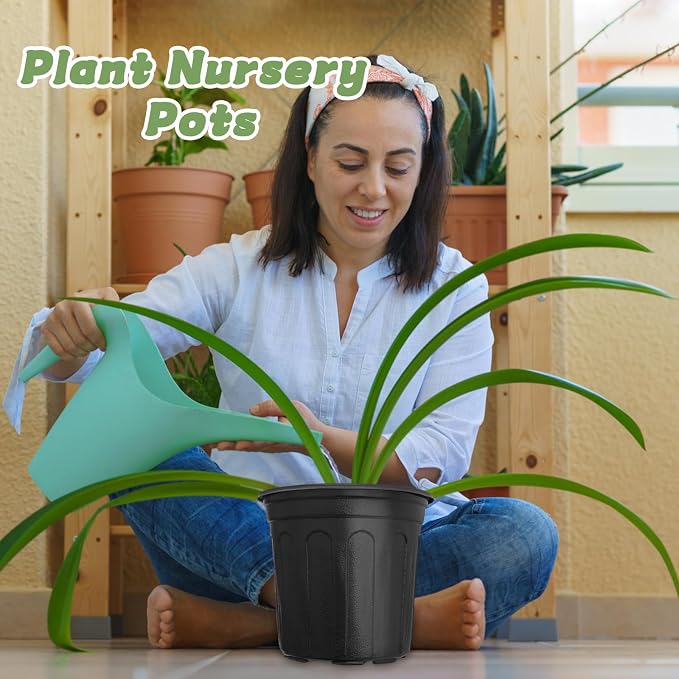 60 Pcs 1 Gallon Plant Nursery Pots, Plastic Seed Starter Pot - Image 5