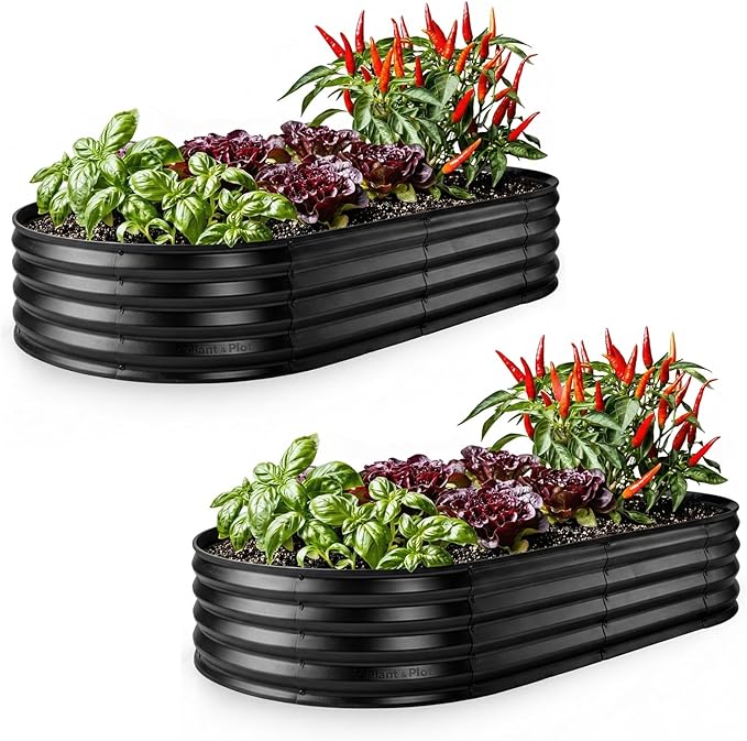 Plant & Plot Galvanized Raised Garden Beds Outdoor // 6×3×1 ft Planter Raised by PlantPlot