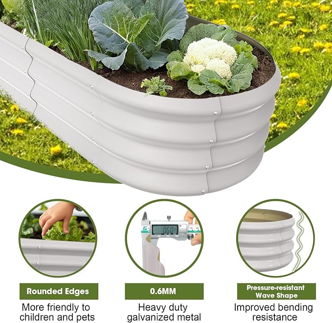 4x2x1ft Oval Galvanized Raised Garden Bed Outdoor 9-in-1 Large Metal Modular - Image 4