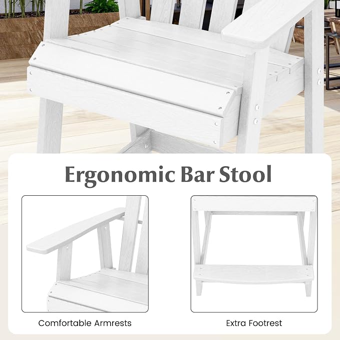 Tangkula Outdoor Bar Stool, HDPE Tall Adirondack Chair - Image 6