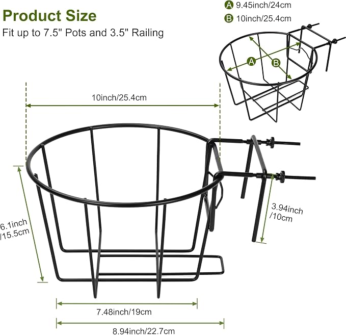TQVAI 10 Inch Railing Planter - Image 3