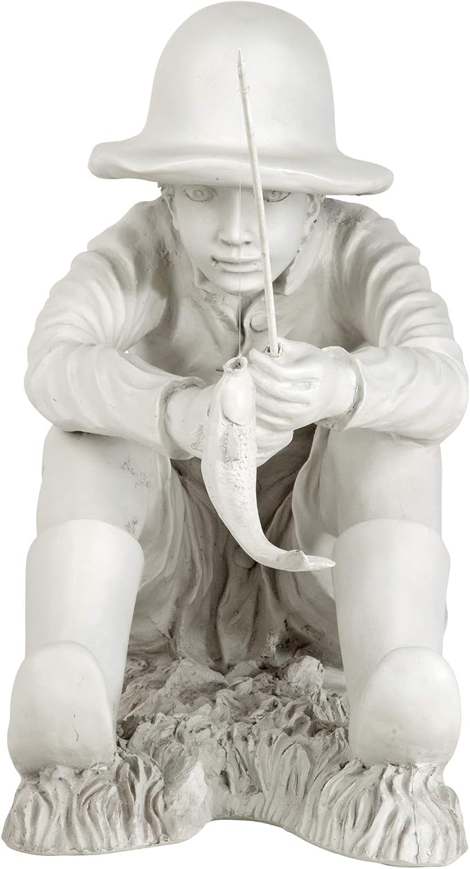 Design Toscano Gone Fishing Fisherman Boy Garden Statue, 17 Inch Tall, Cast - Image 6