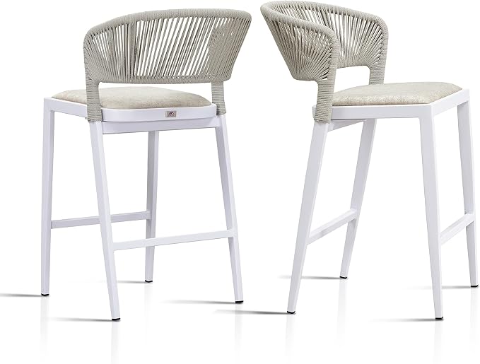 PURPLE LEAF Counter Height Bar Stool Set of 2 Outdoor Chair Woven Bar Height by PURPLELEAF