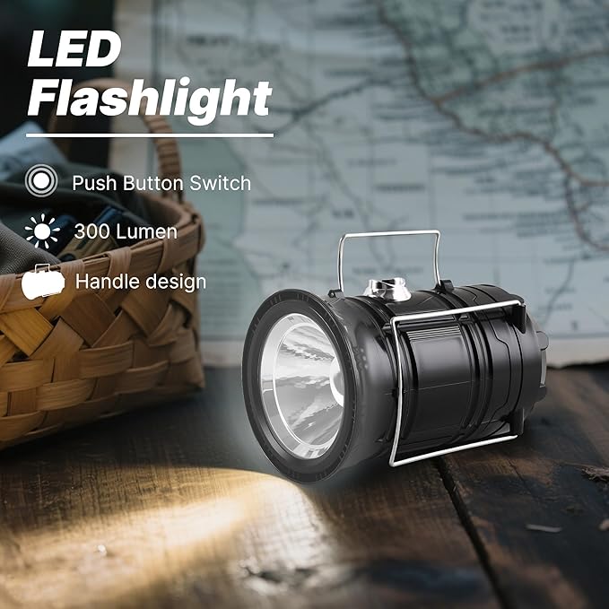 Lichamp Collapsible Portable Solar Camping Lantern, USB Rechargeable LED - Image 6