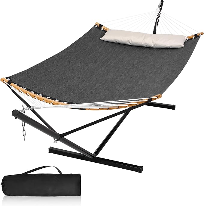 Double Hammock with Stand, Quick Dry Hammock with 12FT Stand by MansionHome