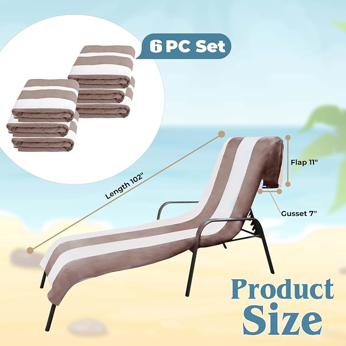 Superior Cabana Cotton Lounge Chair Cover, Outdoor Towel/Chaise Furniture Covers - Image 5