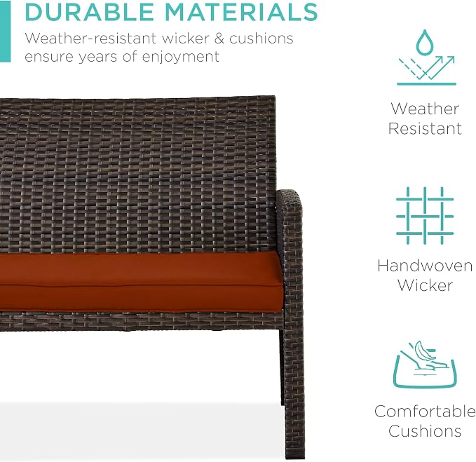 Best Choice Products 4-Piece Outdoor Wicker Patio Conversation Furniture Set - Image 3
