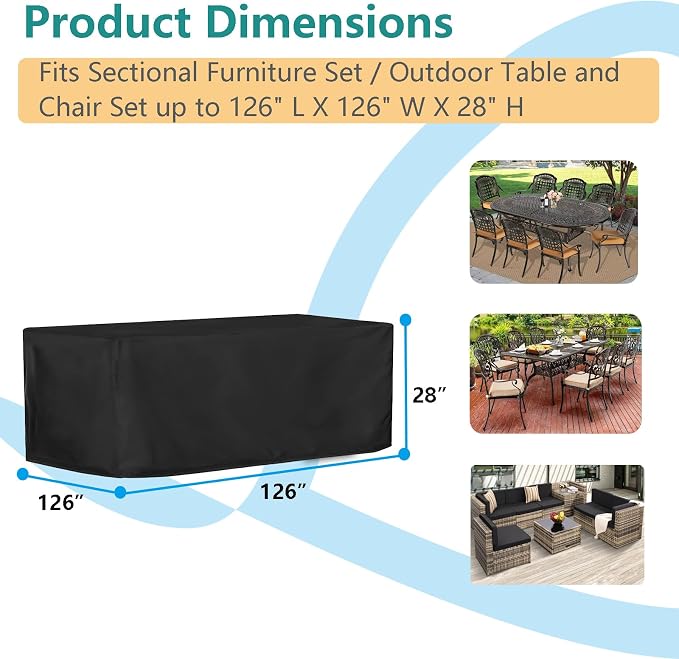 Oslimea Patio Furniture Covers Waterproof, Outdoor Sectional Sofa Set Cover - Image 2