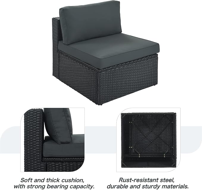 Merax 7-Piece Outdoor Wicker Sectional Sofa Set, Modular Rattan Conversation Set - Image 6