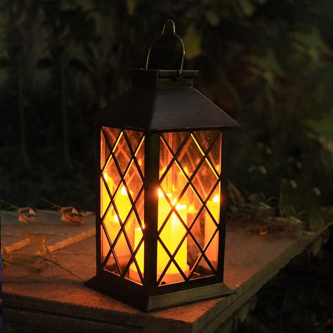 Solar Lantern Outdoor, Garden Hanging Lantern- PVC Waterproof 3 LED Flickering - Image 8