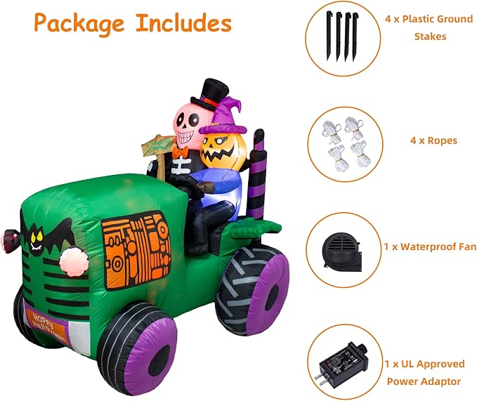 5.5Ft Long Halloween Inflatable Ghost Tractor Decoration - Image 6