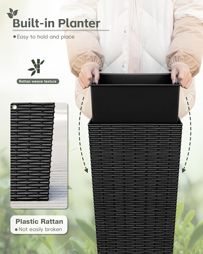 Greesum 32 Inch Tall Plastic Planters, Detachable Inner Pot & Drainage Holes - Image 2