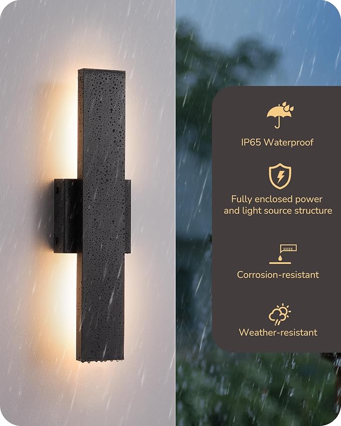 EDISHINE 2 Pack LED Outdoor Wall Lights Dimmable, 3000K 4000K 5000K, 15.7" - Image 7