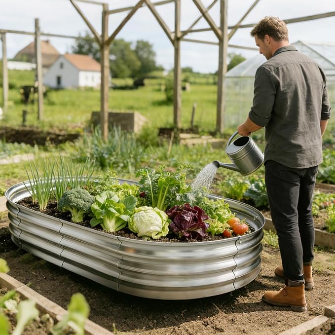 Galvanized Raised Garden Bed for Outdoor: 4X2X1ft Durable Metal Vegetable Plant - Image 7