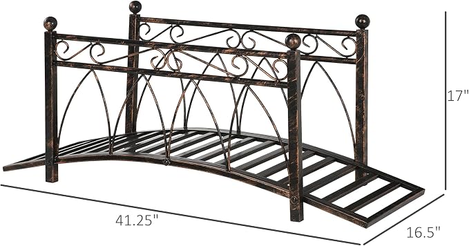 Outsunny 3.3' Metal Arch Zen Garden Bridge - Image 7