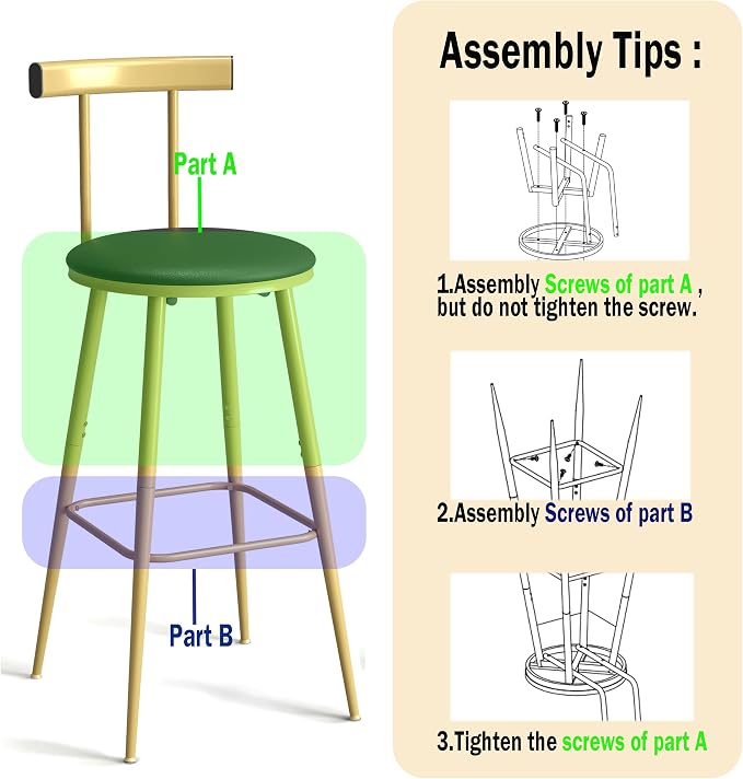 Bar Stools, Bar Chairs with Backrest and Footrest, Industrial Counter Stools - Image 7