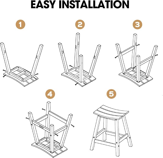 Ciokea 2 Set 29" Outdoor Bar Stools Heavy Duty HDPE Outdoor Stools Weatherproof - Image 5