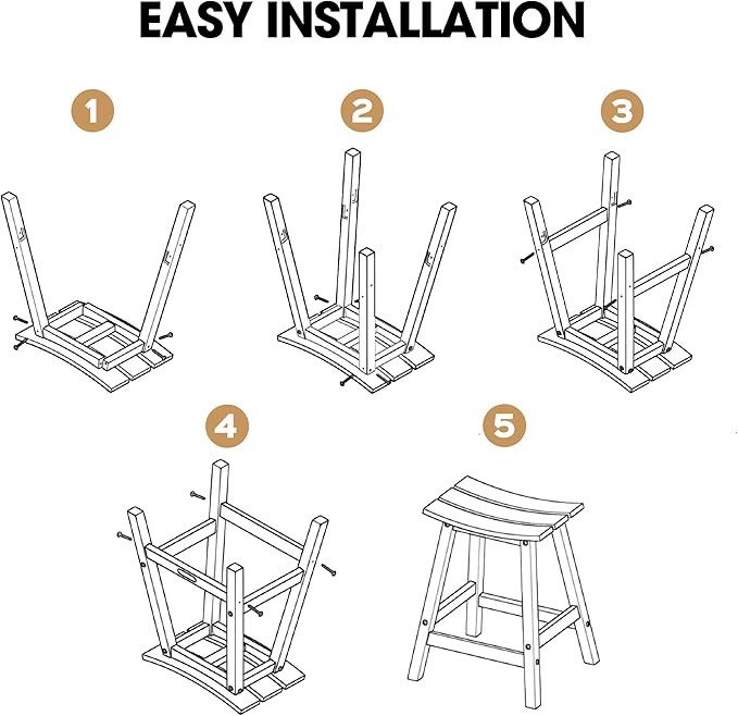 Ciokea 2 Set 24" Outdoor Bar Stools Heavy Duty HDPE Counter Height Bar Stools - Image 5