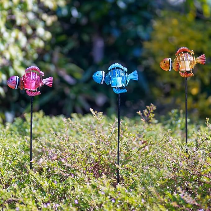 Fish 3Pack 21.3''H Outdoor Figurine Lights, Decorative Garden Stake - Image 8