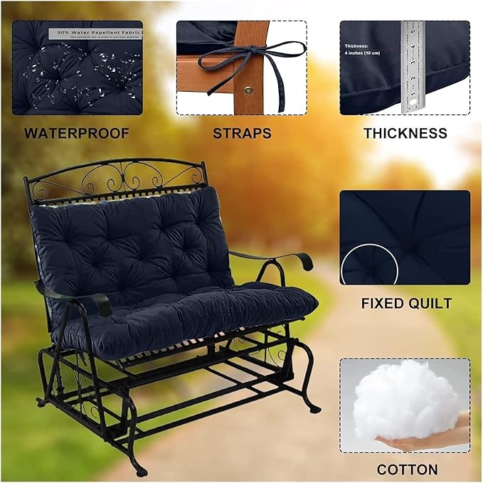 Swing Cushion Replacement Outdoor Porch Waterproof Bench Cushion 2-3 Seater - Image 2