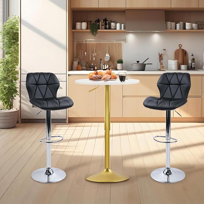 CLATINA Round Bar Pub Tables Set of 8, 360° Swivel High Top Cocktail Table - Image 9