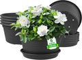 6 Pack 10 inch Plant Pot, Round Plastic Plant Pots, Outdoor Pots by NNARRE