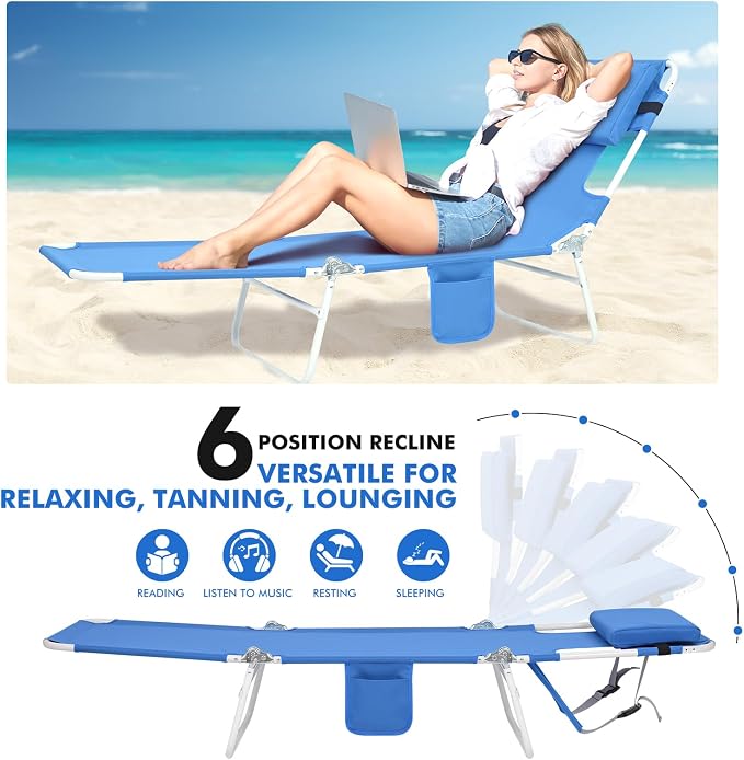 3 in 1 Women Comfort Backpack Beach Tanning Lounge Chair - Image 7