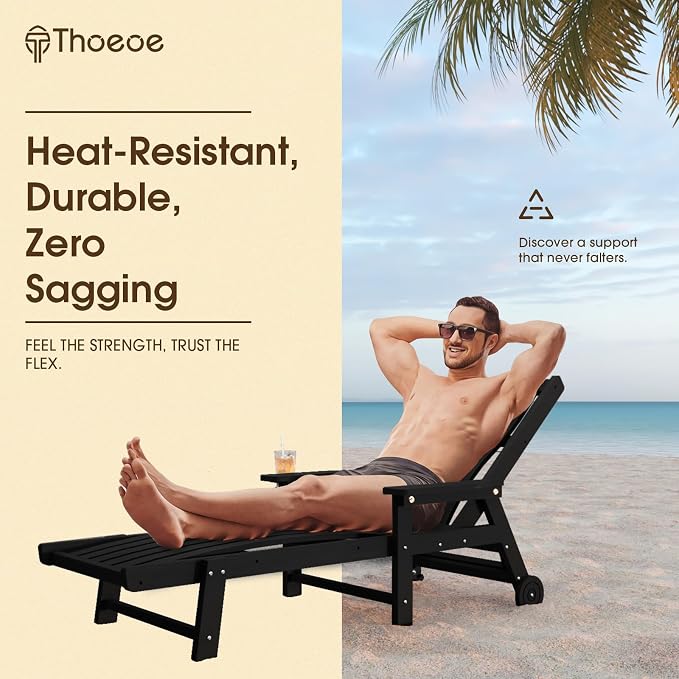 Patio Chaise Lounge Chair Set of 4, Oversized Lounge Chair Outdoor - Image 4