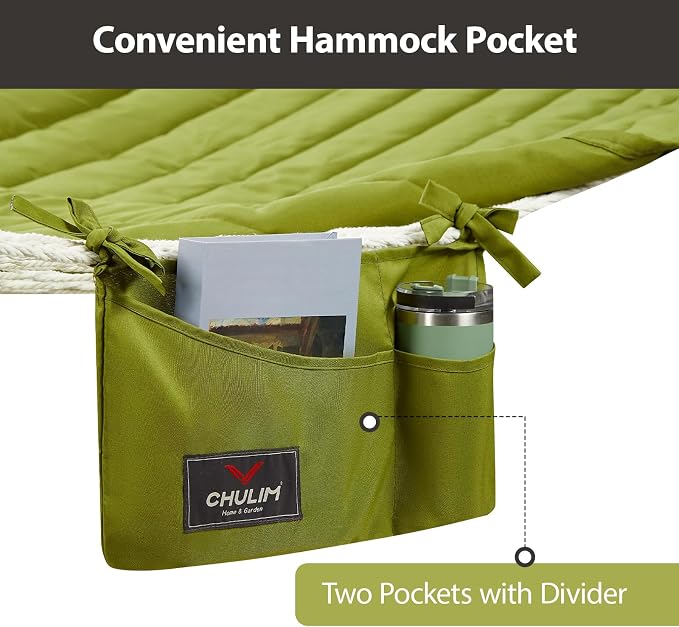 Outdoor Double Hammock with Hardwood Spreader Bars, Large Rope Hammock with - Image 4