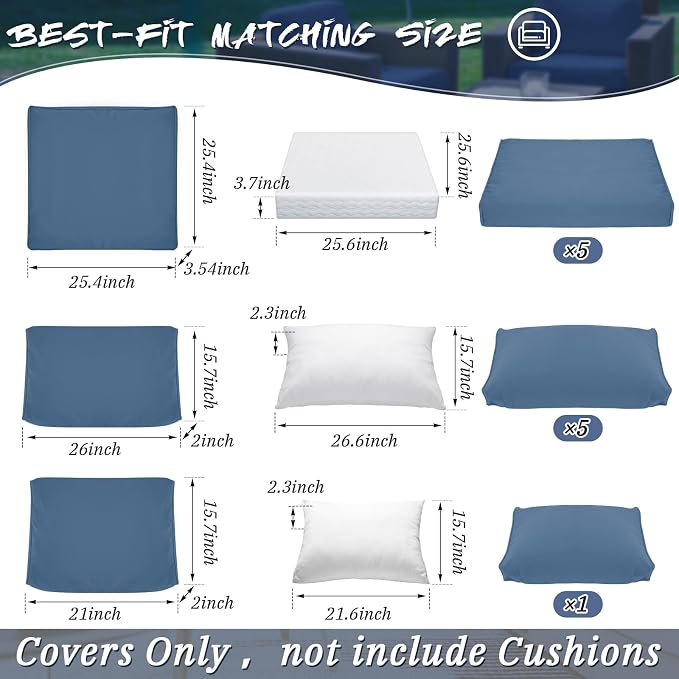 Patelai 11 Pcs Waterproof Patio Cushion Covers - Image 3
