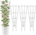 4 Pack 32'' Black Metal Plant Trellis Indoor/Outdoor, Fan Shape, Stainless Steel by ANCOUUIN