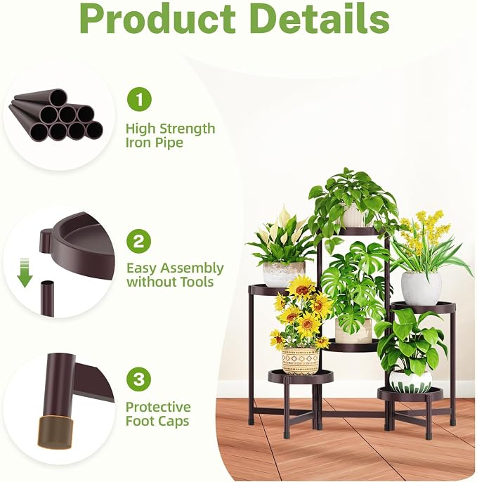 iDavosic.ly 6 Tier Folding Plant Stand Indoor Outdoor - Image 4