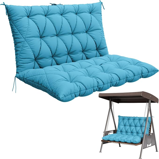 Porch Swing Cushion with Backrest, Waterproof Bench Cushion by Pakunoda