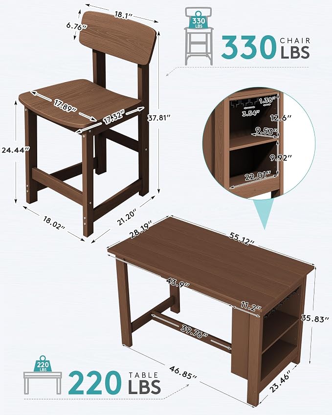 SERWALL 10-Piece HDPE Counter Height Dining Table Sets - Image 2