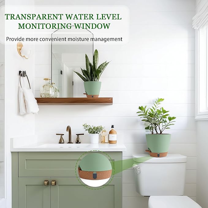 Self Watering Pots for Inoor Ourdoor Plants 10/9/8/7/6.5 Inch Plastic Planters - Image 6