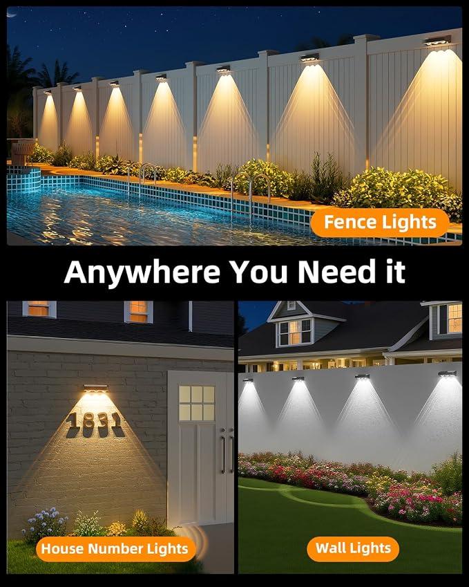 Solar Fence Lights Outdoor, 8 Pack, 9 Fixed Colors ＆ Color Changing Fence - Image 8