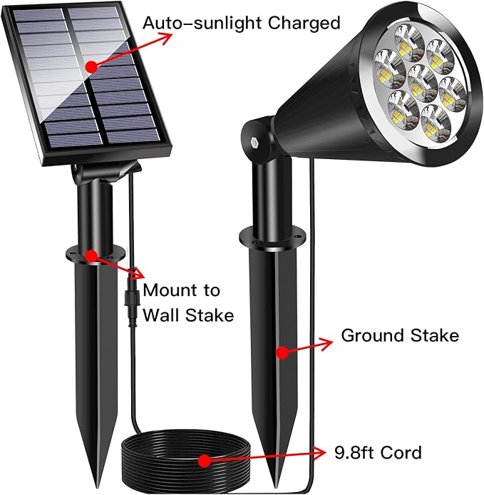 MEIHONG Solar Spot Lights for Outside, Waterproof Solar Spot Lights Dusk to Dawn - Image 4