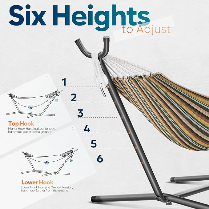Hammock with Stand for Outside, 600lbs Portable Hammock with Steel Frame for - Image 3