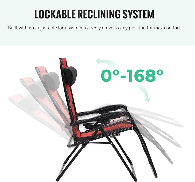 JEAREY Oversized Padded Zero Gravity Chairs, Folding Lounge Chair Outdoor Patio - Image 6