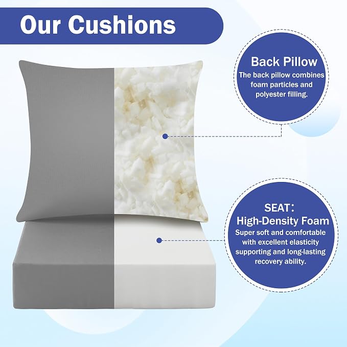 Outdoor Seat Cushion Set, Waterproof & Fade Resistant Patio Chair Cushions - Image 4
