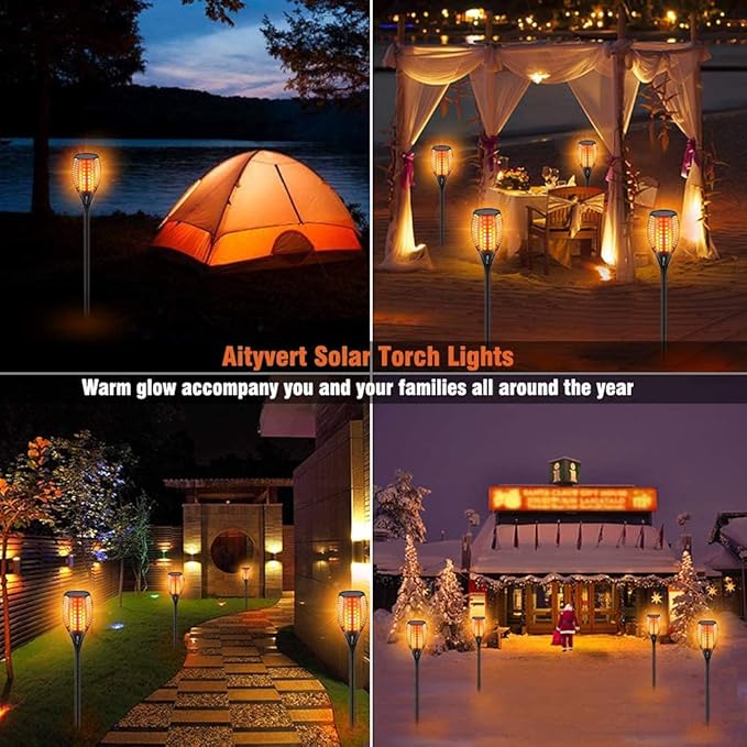 Aityvert Upgraded Larger Solar Torch, Waterproof Outdoor Dancing Flames - Image 5